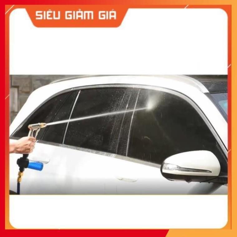 Bộ dây vòi xịt nước rửa xe, tưới cây . tăng áp 3 lần, loại 3m, 5m 206701-3 đầu đồng,cút nối nhựa vàng+ tặng đai