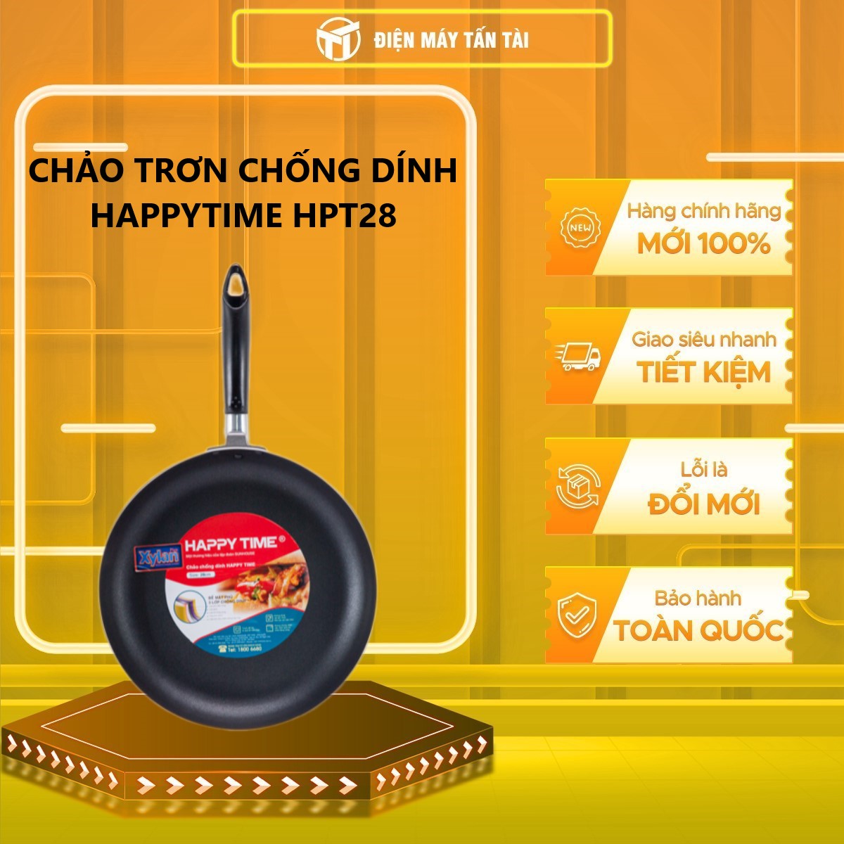 CHẢO TRƠN CHỐNG DÍNH HAPPYTIME HPT28 - Hàng chính hãng