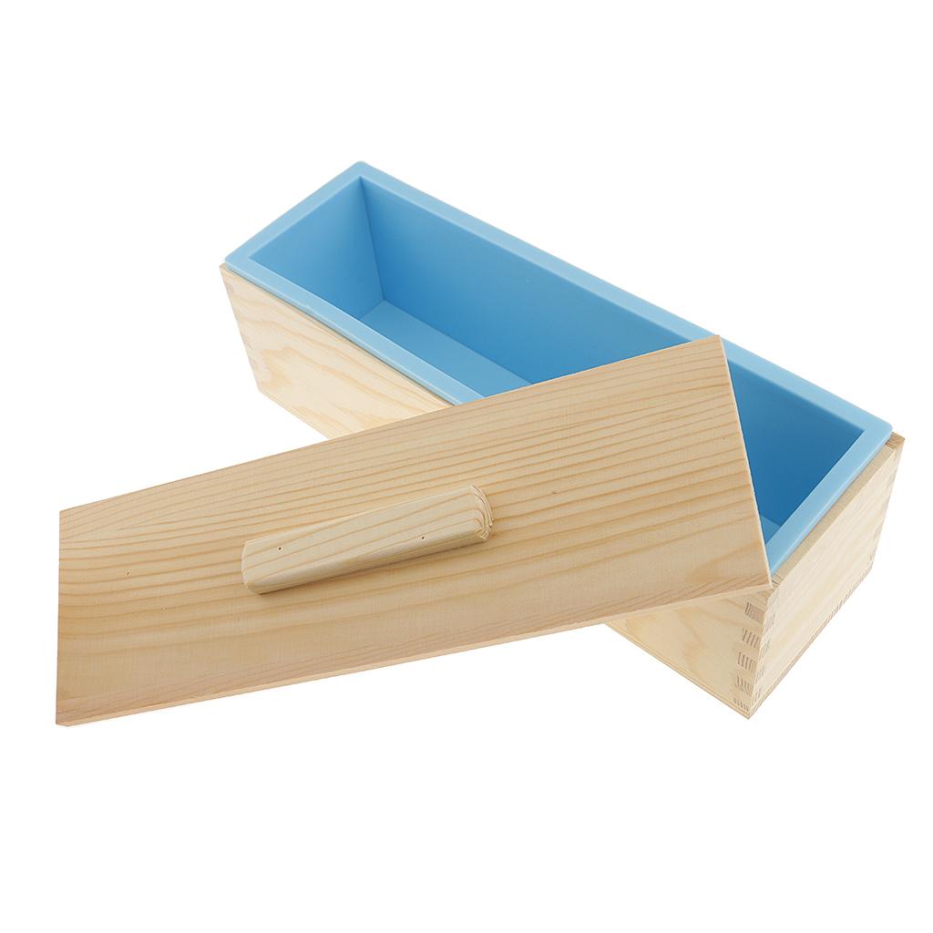 Wood Soap Cutter Mold with Wire Slicer +Silicone Candle Soap Making Mould 1200ml