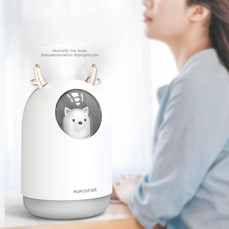 Air Humidifier 300ML Pet Cute Mini Humidifier USB Aroma Essential LED Lights Night Lamp Air Purifier Diffuser for Home Car