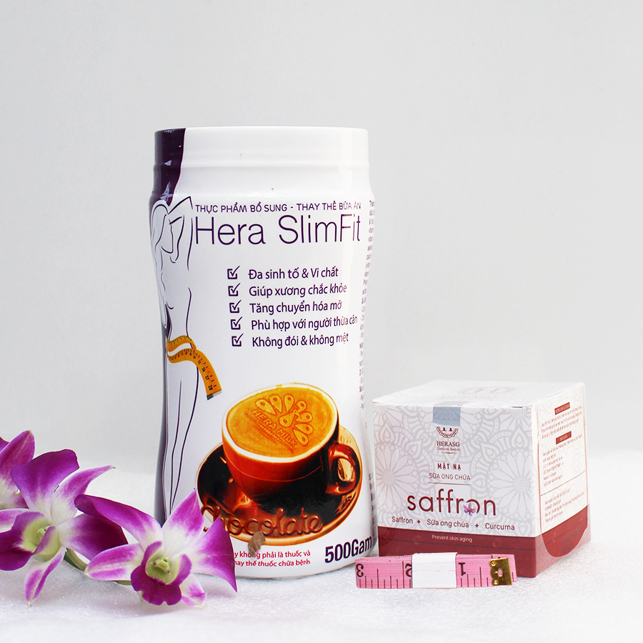 Sữa giảm cân Hera Slimfit 500gr - Giảm 3-7kg/ 1 liệu trình [Tặng Mặt nạ Saffron Sữa ong chúa và thước dây] - Hỗ trợ Giảm cân nhanh và an toàn