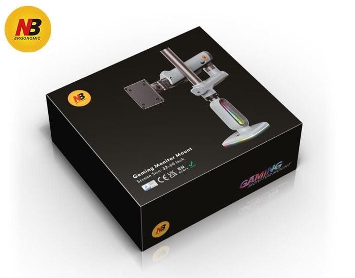 Giá Treo Màn Hình LCD Gắn Bàn NB V8 Xám LED RGB (32" - 60") – Hàng Chính Hãng