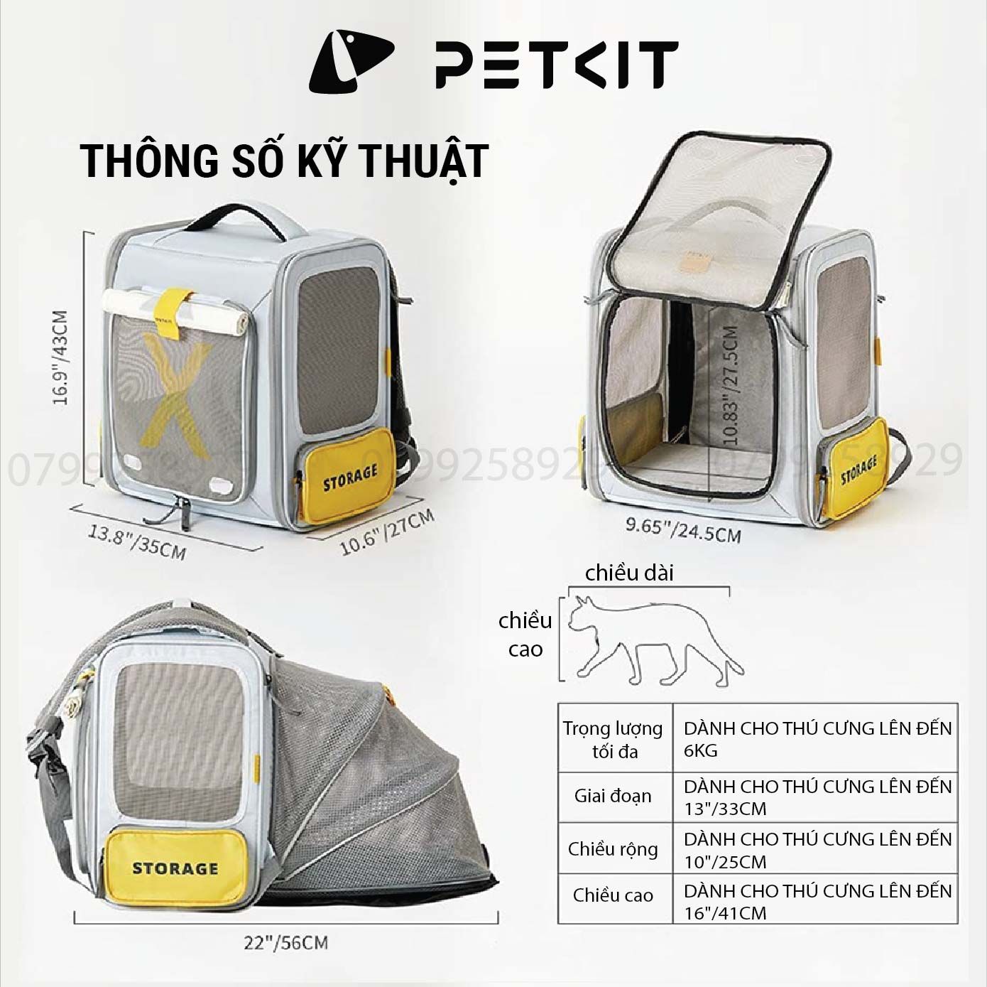 Balo Cho Thú Cưng, Balo Vải Cho Mèo, Chó, Thỏ Petkit Breezy xZONE