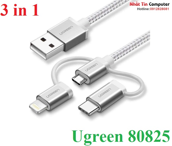 Cáp sạc Ugreen 80825 1M có chip MFI Hàng Chính Hãng