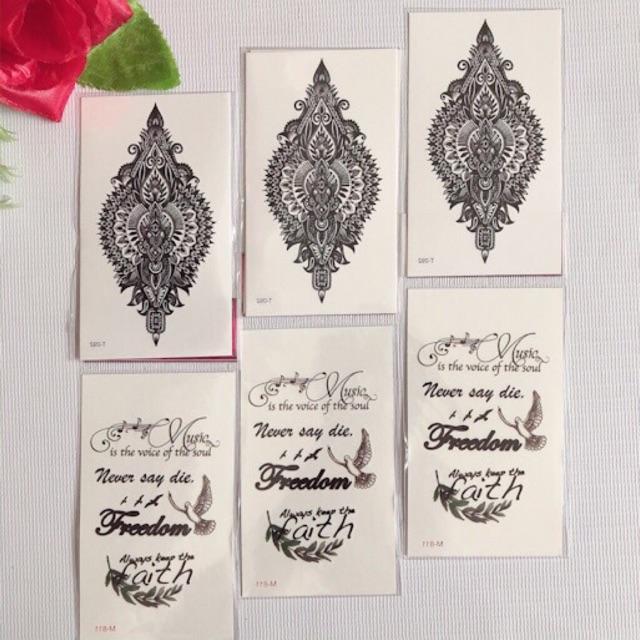 Combo 6 tấm hình xăm dán tattoo cao cấp size 10x6cm NEVER SAY DIE