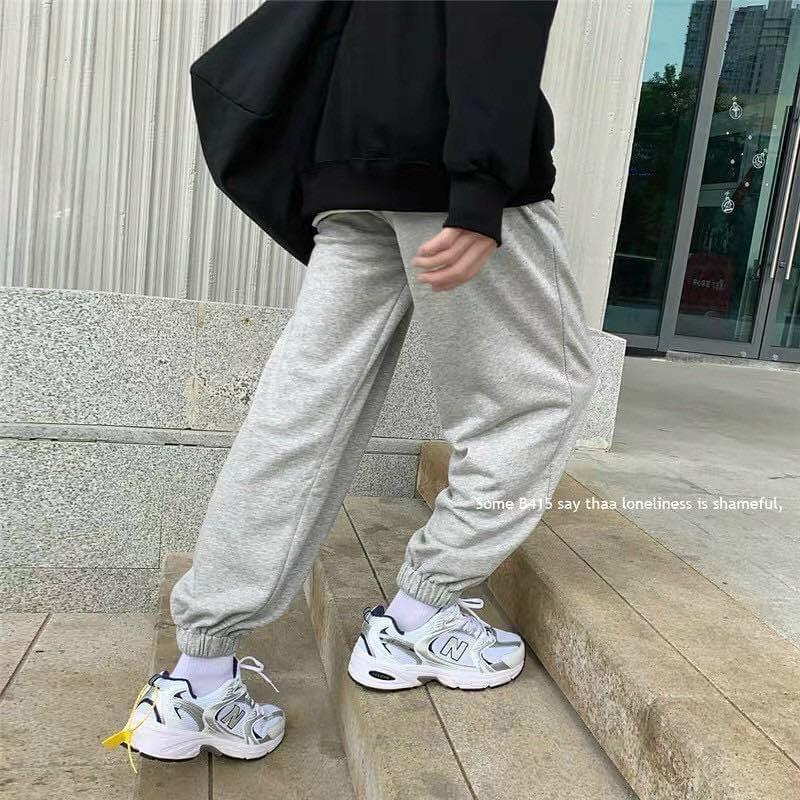 Quần Jogger thun Nam Nữ Unisex quần dài unisex vải thun trơn ống suông Bo cổ chân form rộng, không nhăn