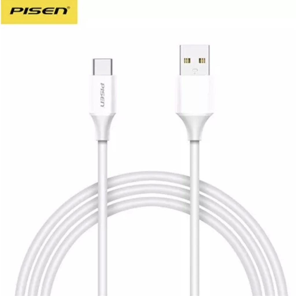 Cáp Pisen USB Type-C 3A (TC05-1000, Quick Charging)1000mm, trắng - Hàng chính hãng