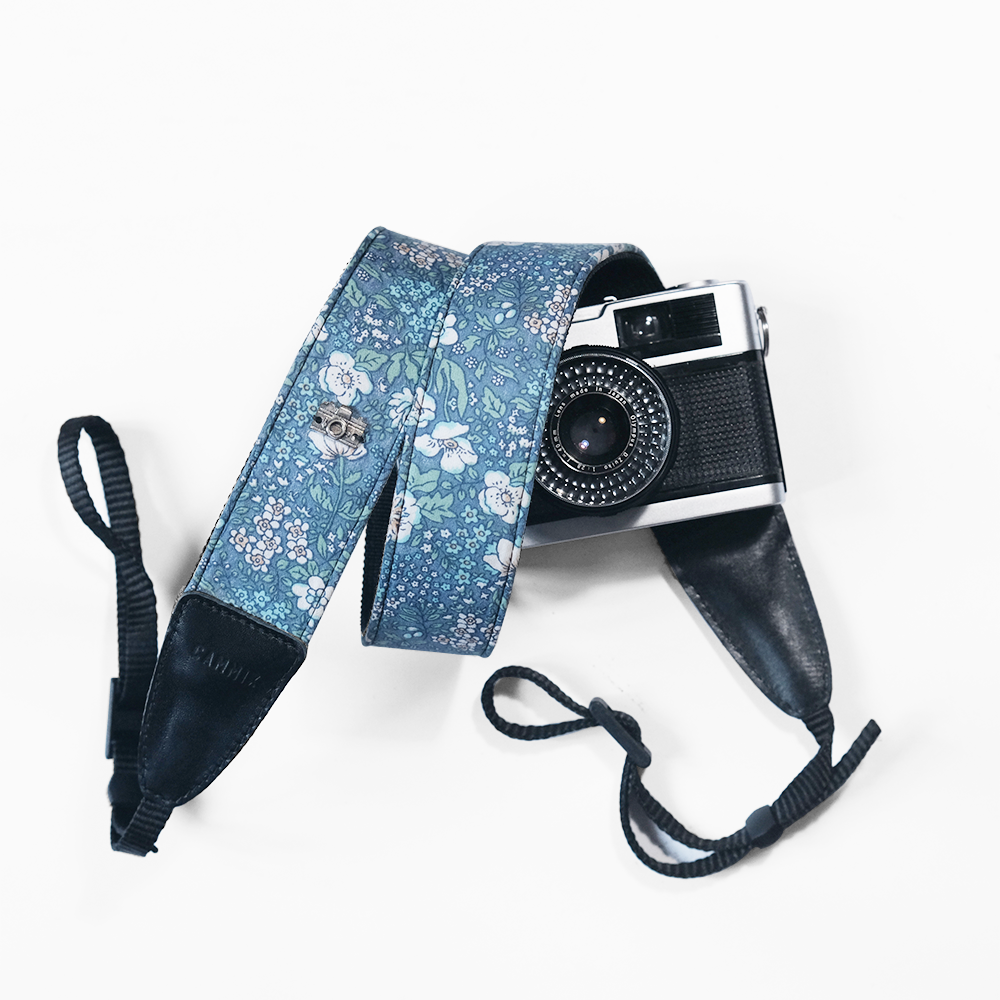 Dây đeo máy ảnh dành cho máy ảnh Fuji, Canon, Nikon,...- Vintage Floral Camera Strap hoa xanh - Phụ kiện máy ảnh - Hàng chính hãng