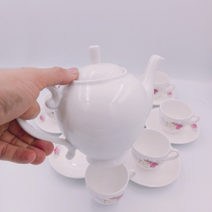 Bộ Ấm Chén Men Ngà Pha Trà Hoa Hồng Tuyệt Đẹp