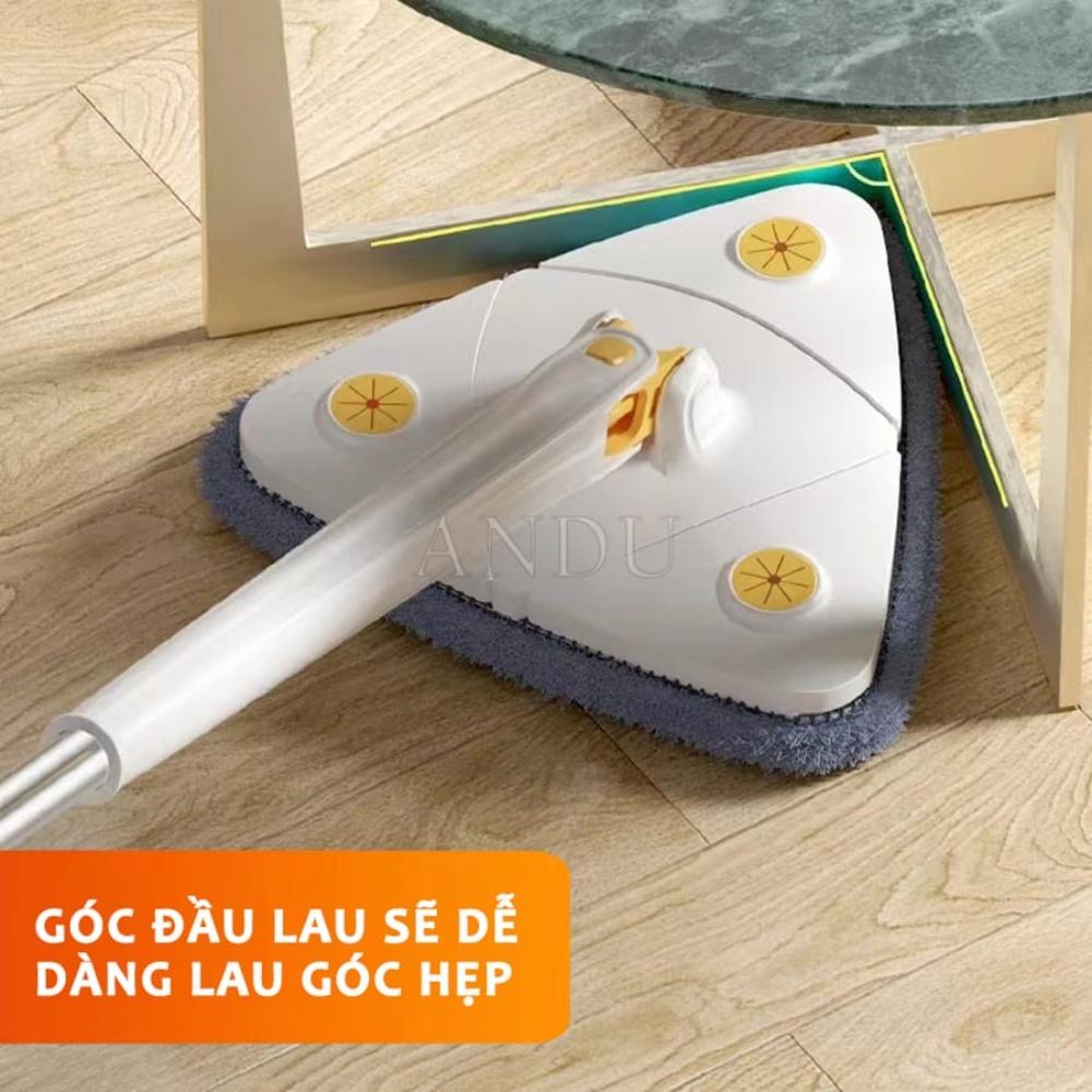 Cây lau nhà thông minh tự vắt đa năng hình tam giác, hỗ trợ lau trần nhà, cửa sổ, sàn nhà, lau kính xoay 360 độ