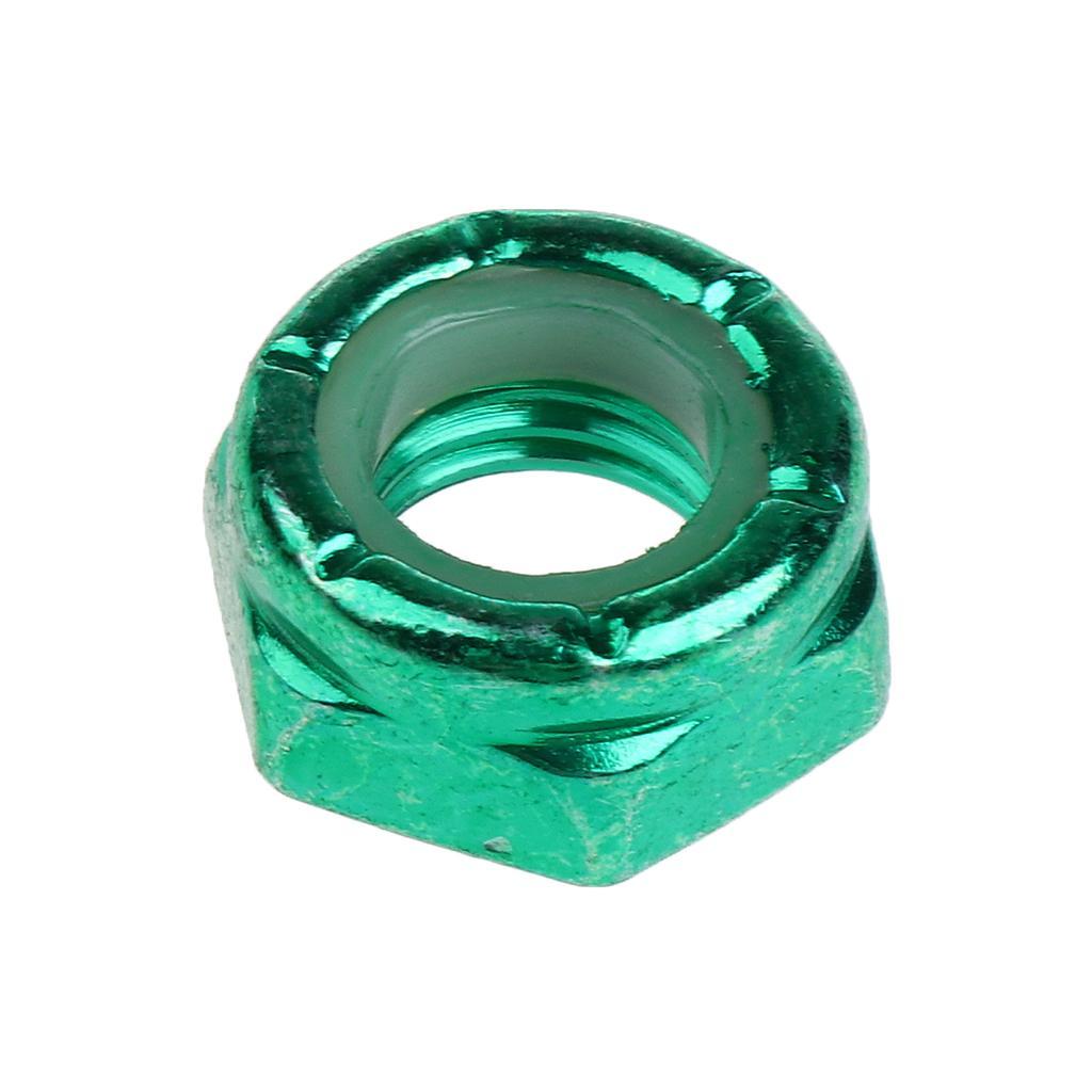 16pcs Skateboard Wheel Axle Nuts for Longboard Trucks, Carbon Steel, Green&Blue Color