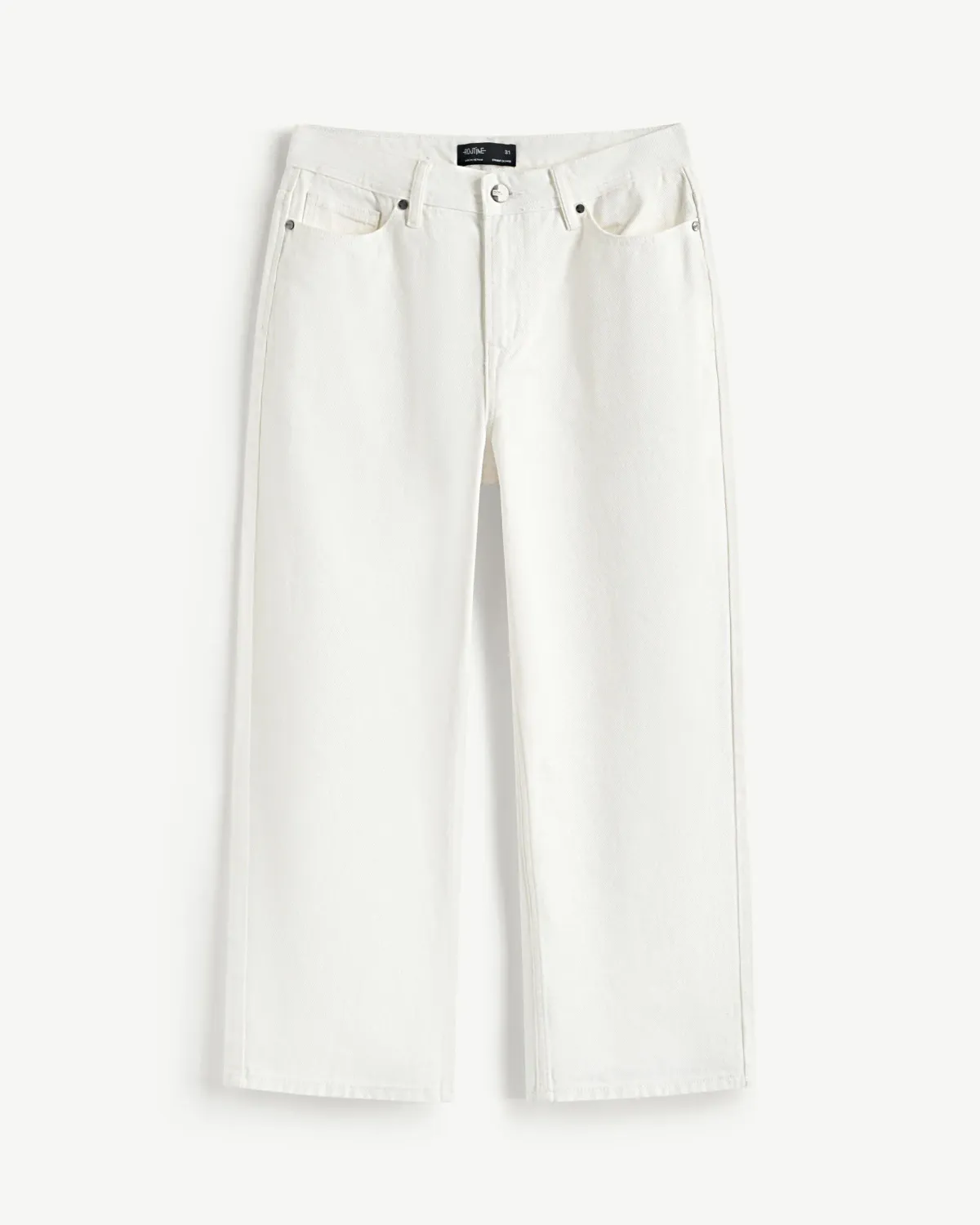 Quần denim nam / Quần jean màu Trắng thêu túi sau Form Straight cropped - RT 10S25DPA011 | ROUTINE CÀ MAU