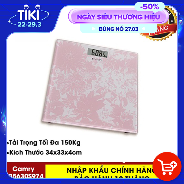 HÀNG CHÍNH HÃNG- Cân sức khỏe gia đình Camry EB5630S cao cấp hoạt động điện tử, mặt kính chịu lực, trọng tải cao