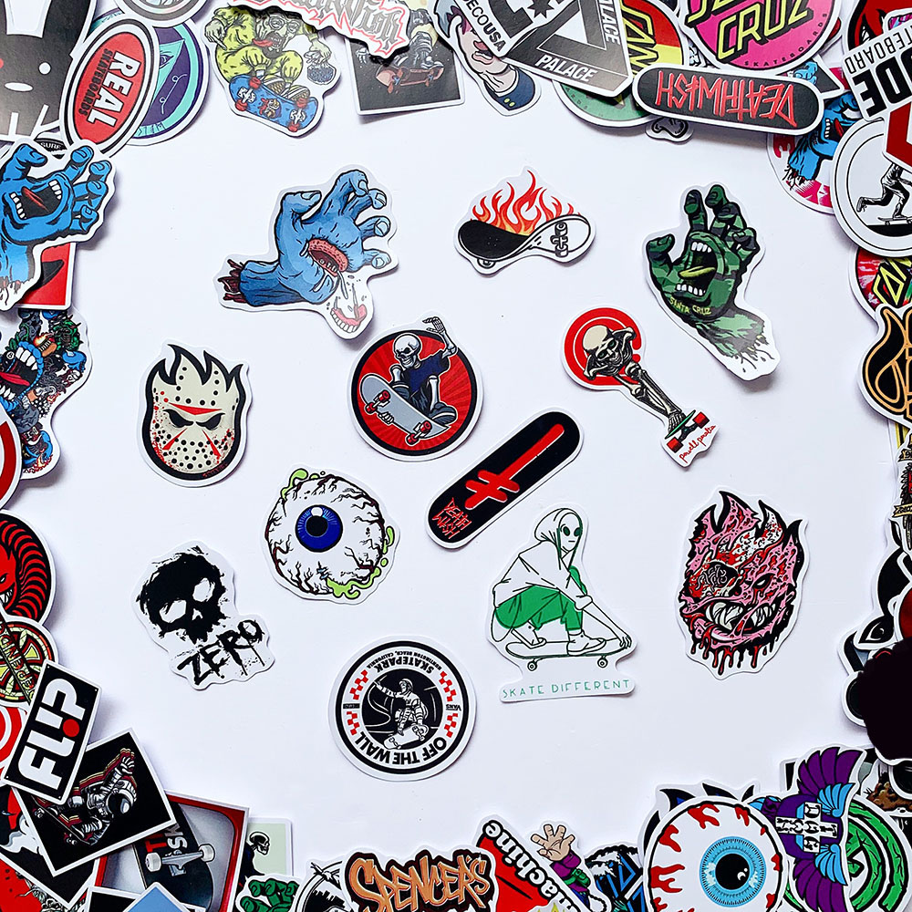 Sticker Skateboard Trượt Ván Ngẫu Nhiên Chất Lượng Cao Chống Nước Trang Trí Nón Bảo Hiểm Vali Đàn Xe Máy Xe Đạp