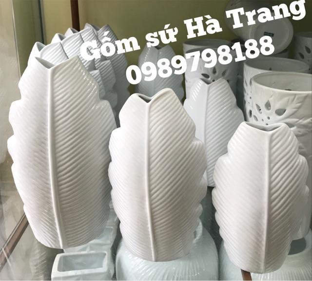 Lọ hoa 3 D gốm sứ Bát Tràng cao cấp dáng lá chuối