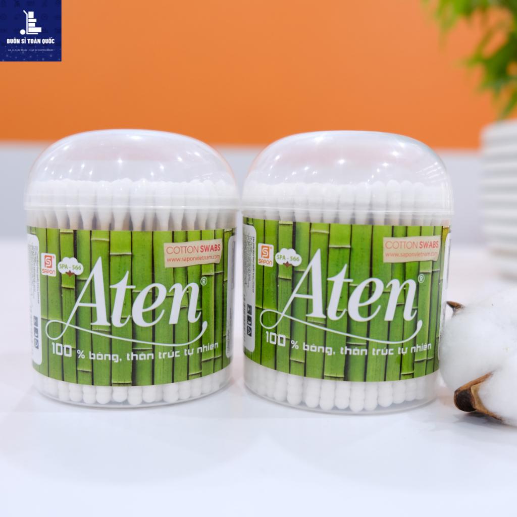 Lốc 12 hộp Tăm bông Aten người lớn thân trúc 200 que SPA-566