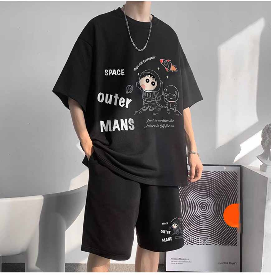 Bộ đồ thể thao nam mùa hè chất liệu thun mềm mịn thoáng mát có đủ màu in hoạt hình space