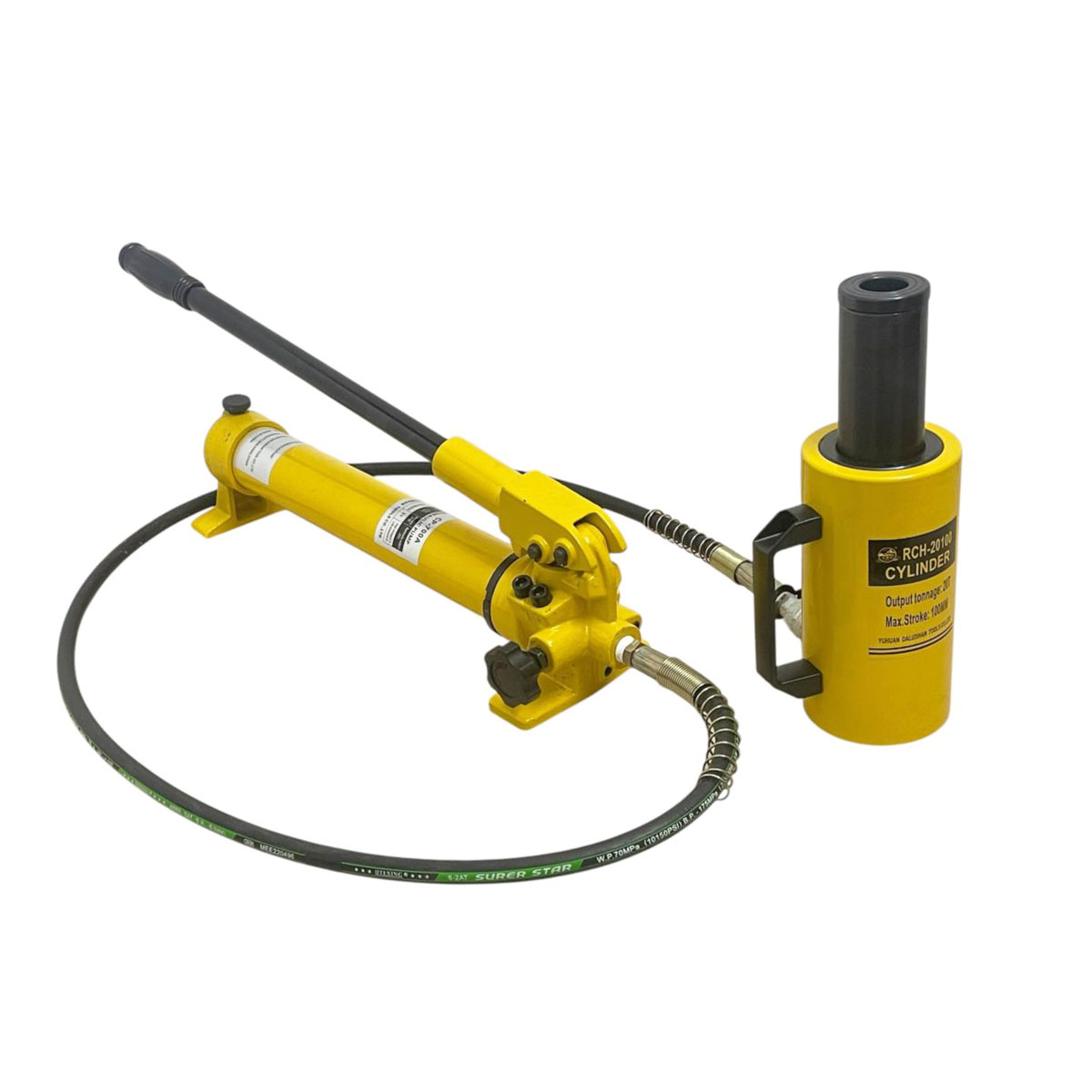 Bộ Kích Thủy Lực Rỗng Tâm 20 Tấn RCH-20100 – Hành Trình 100mm + Bơm Tay CP-700