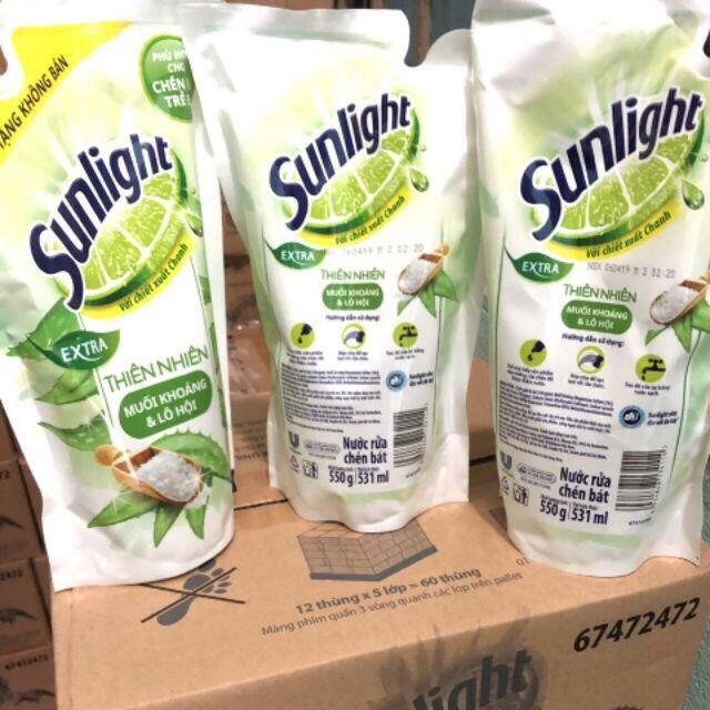 NƯỚC RỬA CHÉN BÁT SUNLIGHT THIÊN NHIÊN MUỐI KHOÁNG LÔ HỘI TÚI 550G