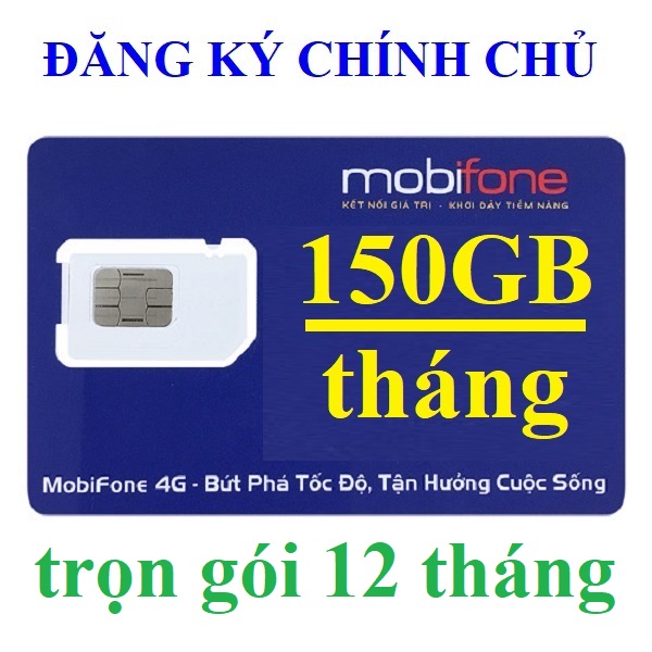 Sim 4G Mobifone 5GB/ngày, 50GB - 100GB - 150GB - 500GB/tháng trọn gói 12 tháng, KHÔNG CHIA THEO NGÀY, Dùng toàn quốc. Hàng Chính Hãng