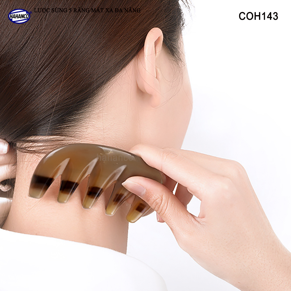 Lược sừng 5 răng Đa Năng Chuyên dụng Massage đầu, cổ, vai, gáy (Size: S - 9cm) Mát xa làm đẹp da /thư giãn /giúp lưu thông máu - COH143