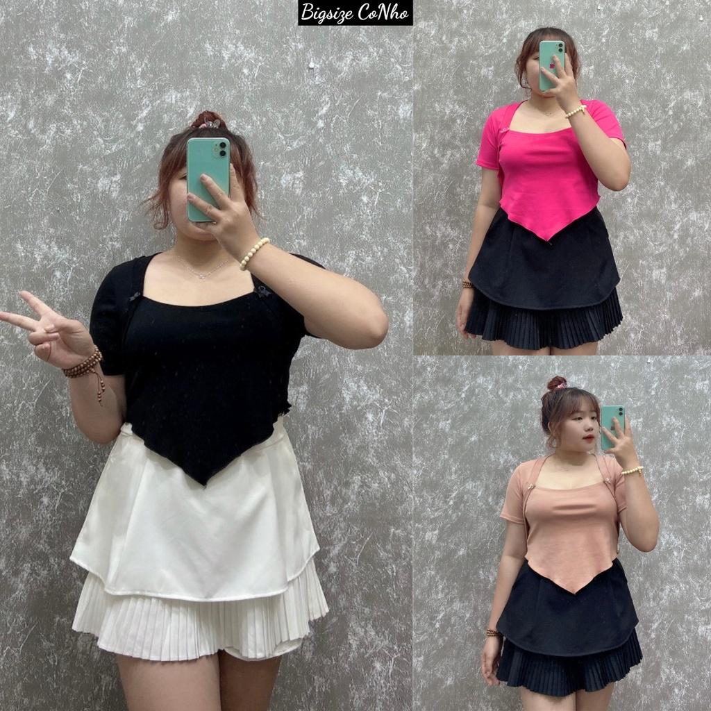 Áo thun tay ngắn cổ vuông bầu tà nhọndáng croptop bigsize hottrend, Áo phông chất borip co giãn A52