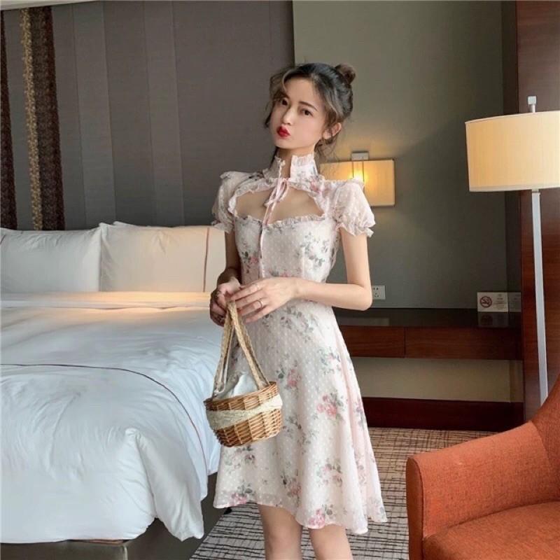 ĐẦM HOA CỔ TÀU ULZZANG