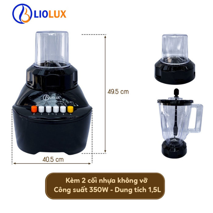 Máy Xay Sinh Tố Đa Năng Gia Đình Liolux LIO-703 Dung Tích 1.5L Xay Rau Củ Quả, Xay Đá Chuyên Biệt - Hàng chính hãng