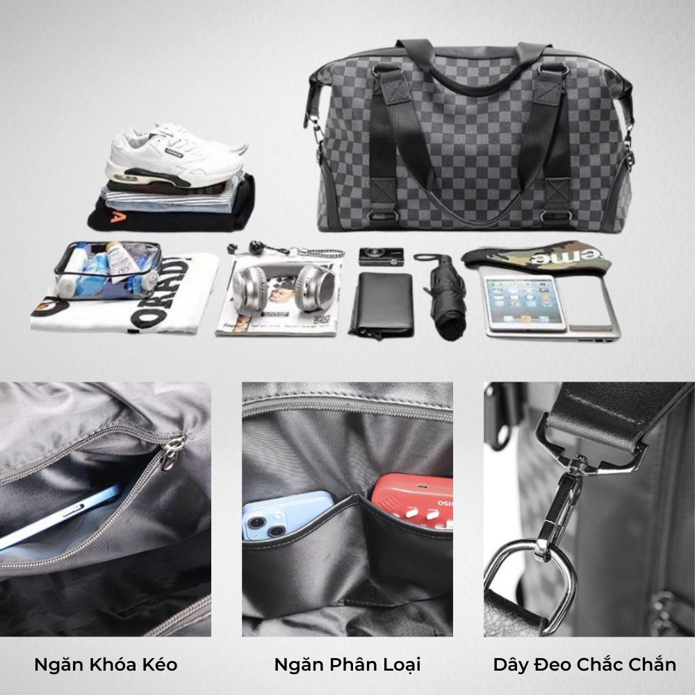 Túi xách du lịch, túi trống chất liệu da cao cấp chống thấm nước, chống bụi, có ngăn để đồ thoải mái -