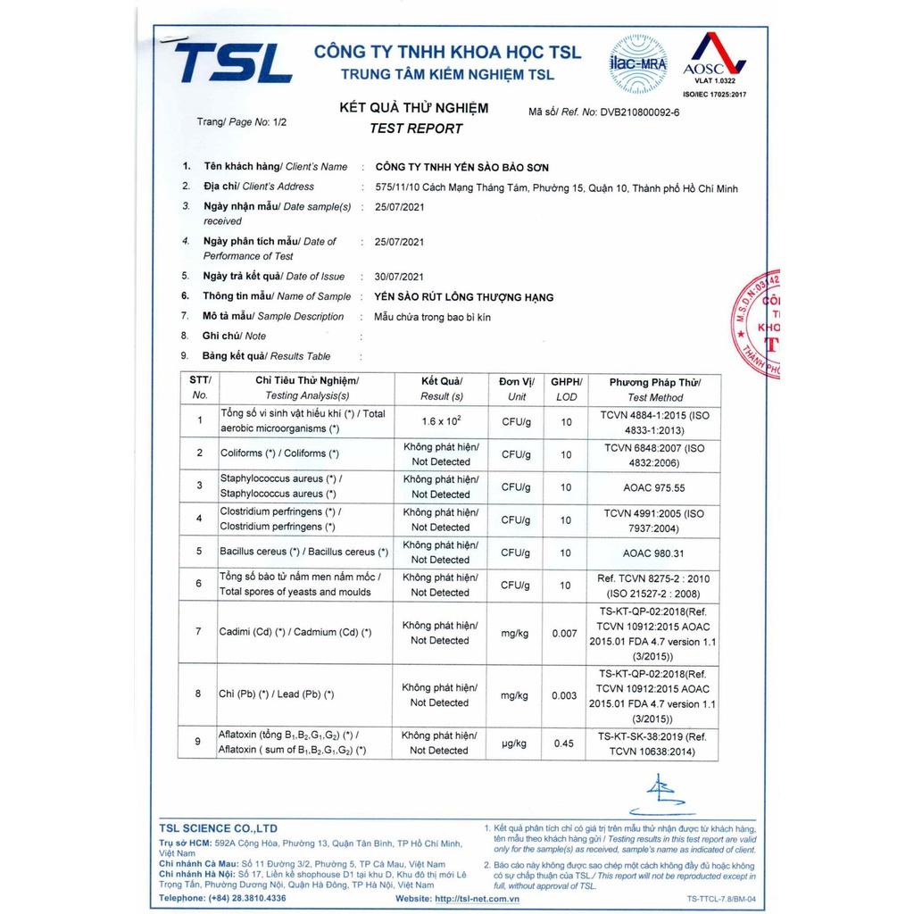 TỔ YẾN RÚT LÔNG THƯỢNG HẠNG - HỘP 100GR - BẢO SƠN TRUE NEST