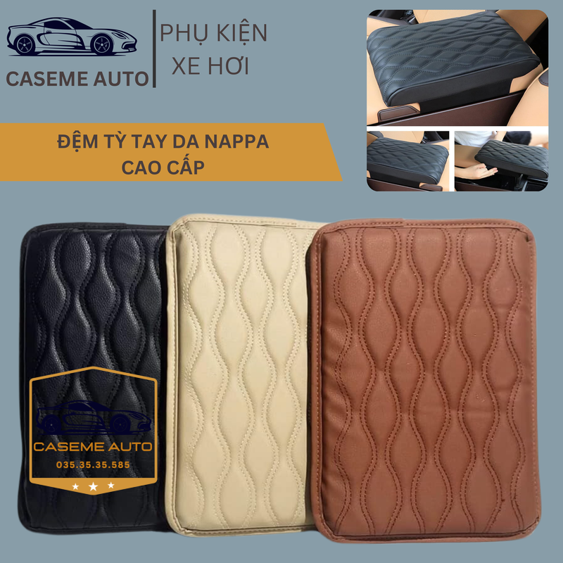 Đệm Tỳ Tay Ô Tô Cao Su Non Nguyên Khối Bọc Da Nappa – Êm Ái, Chống Mỏi, Thư Giãn Khi Lái Xe - Hàng Chính Hãng