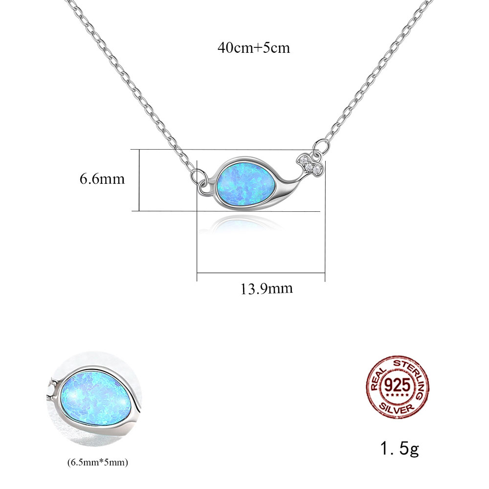 Dây Chuyền Nữ, Dây Chuyền Bạc Nữ Hình Chú Cá Voi Đính Đá Opal Xanh ( Đá Mắt Mèo ), Dây Chuyền Bạc Nữ Đính Đá Thời Trang, Vòng Cổ Bạc Nữ Đính Đá Hình Chú Cá Voi - DB2708 - Bảo Ngọc Jewelry