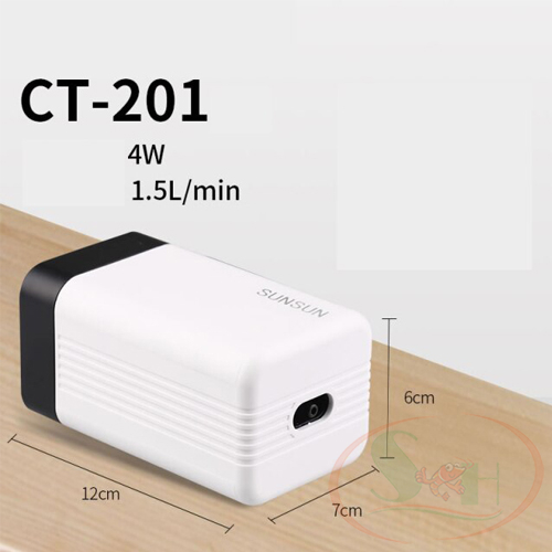 Máy sủi oxy Sunsun CT 201, 202, 402, 404 thổi khí siêu êm 1, 2, 4 vòi bể cá tép
