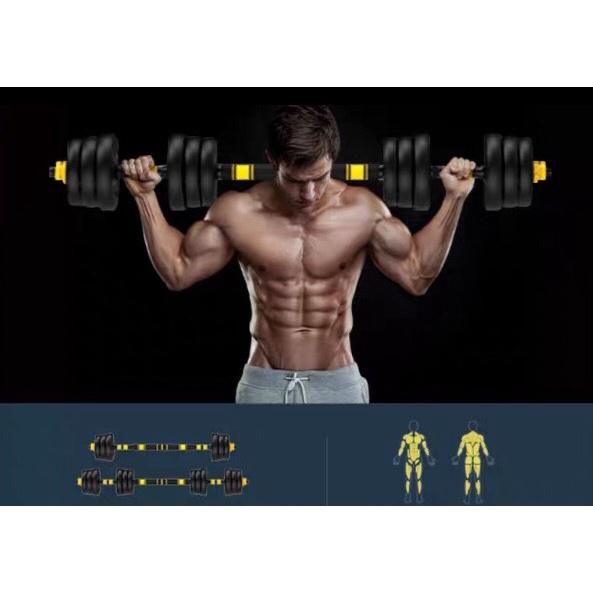 bộ Tạ tay 40KG 2 in 1 kết hợp tạ đẩy tạ đòn, dụng cụ tập gym đa năng