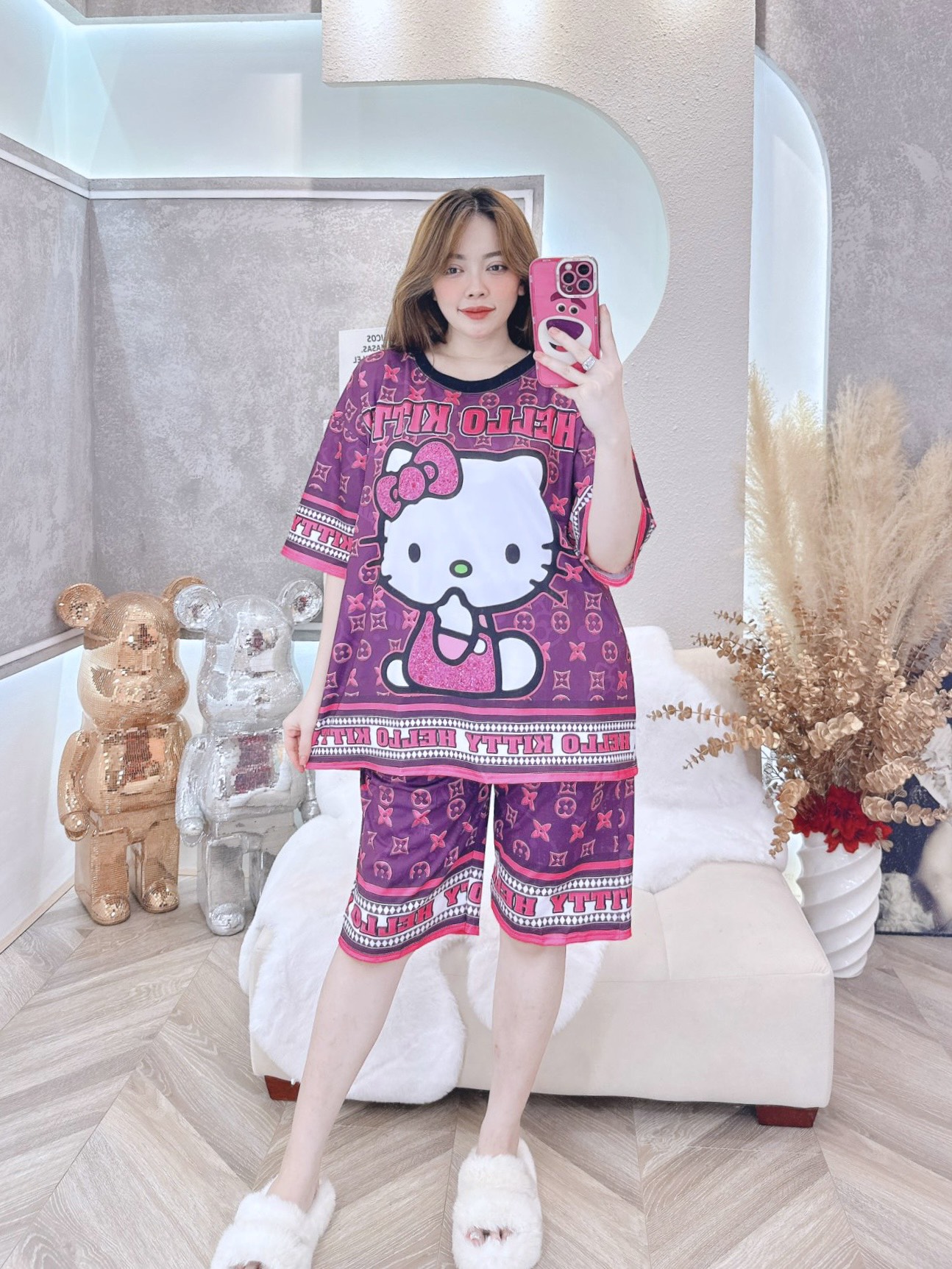 Đồ bộ bigsize lửng in 3D hoạt hình chất thun lạnh. Đồ bộ lửng bigsize. Đồ bộ thun lạnh bigsize. bobigsizelung2thunlanh