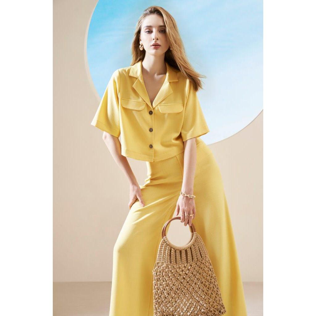 Atous Áo Croptop Cổ Vest CARLA