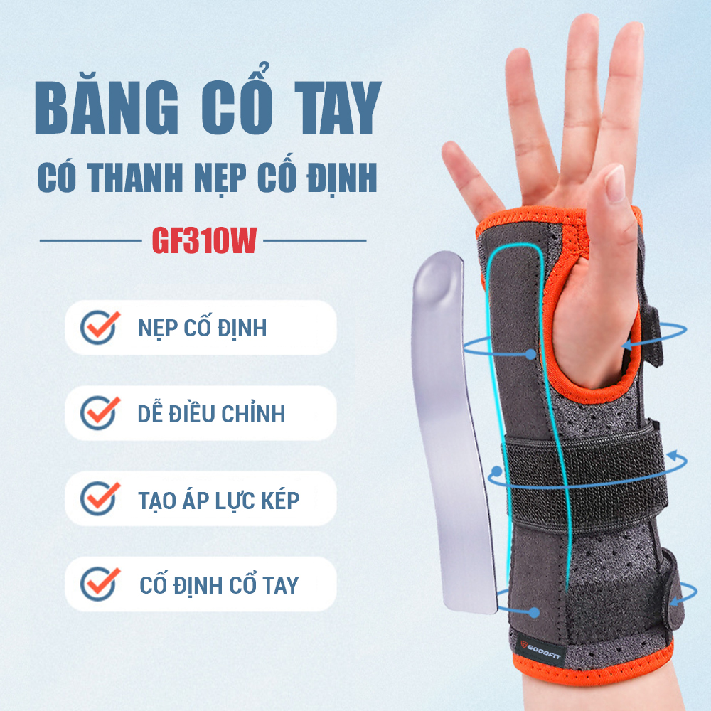 Băng quấn cổ tay có thanh nẹp cố định bảo vệ cổ tay chính hãng GoodFit GF310W