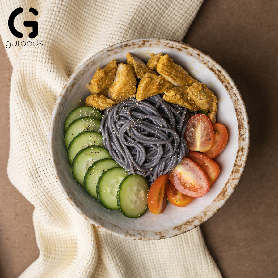 Hình ảnh Bún gạo lứt (đen / huyết rồng) ăn kiêng GUfoods - Dai ngon, Kết hợp đa dạng món, Eat clean, Thực dưỡng, Thuần chay