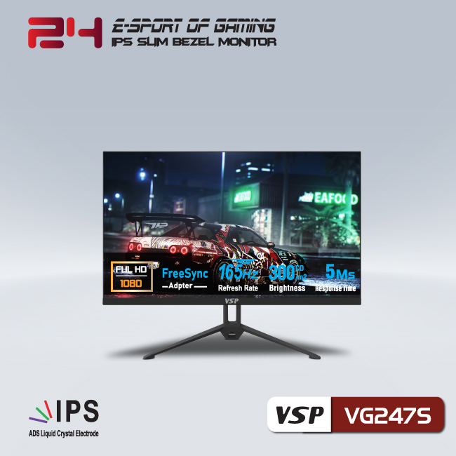 Màn hình 24 inch gaming VSP VG247S (phẳng, Full-HD, IPS, 165Hz) - Hàng Chính hãng