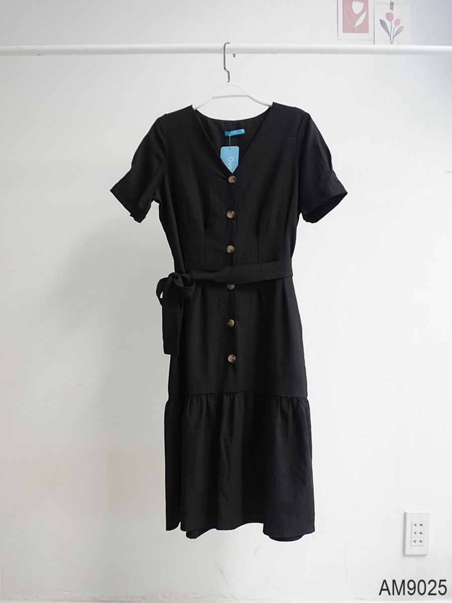 Đầm đuôi cá Nữ linen kèm thắt lưng OvanMade AM9025