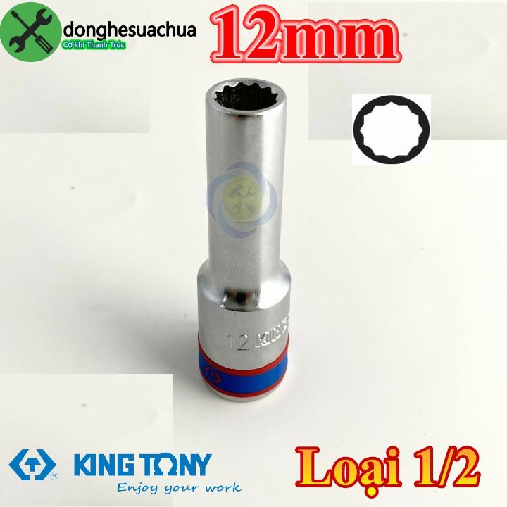 Tuýp 12mm 1/2 Kingtony 423012M loại dài 77mm 12 cạnh màu trắng