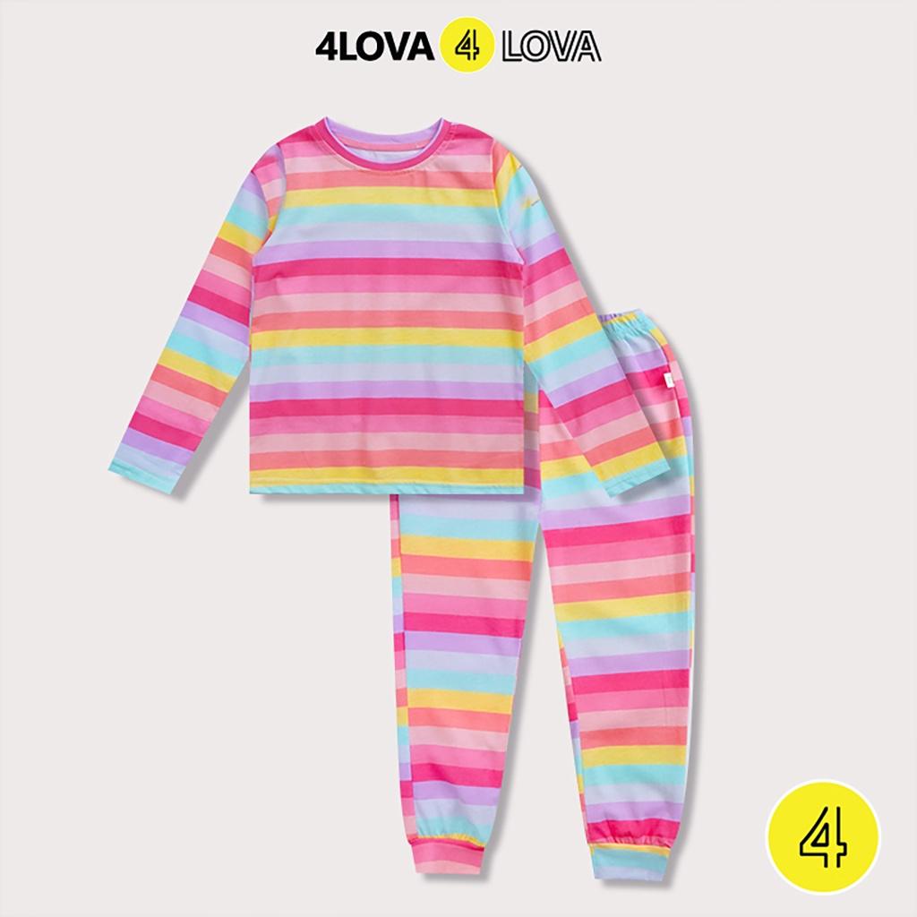 Bộ quần áo thun dài tay thu đông 4LOVA chất cotton mềm mại hoạ tiết hoạt hình