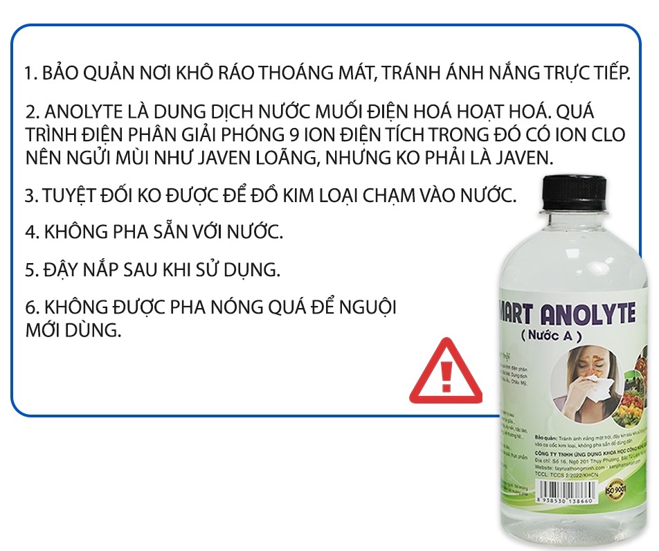 [LOẠI MỚI] 3 CHAI Smart A sát khuẩn Smart Anolyte (Nước A) khử khuẩn tay, bề mặt an toàn không kích ứng 500ml