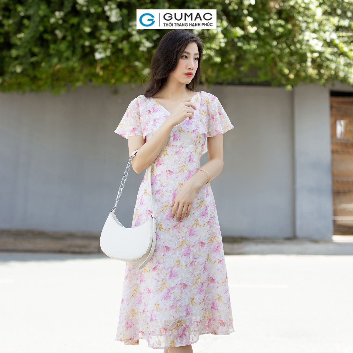 Đầm hoa phối bèo GUMAC DD08069