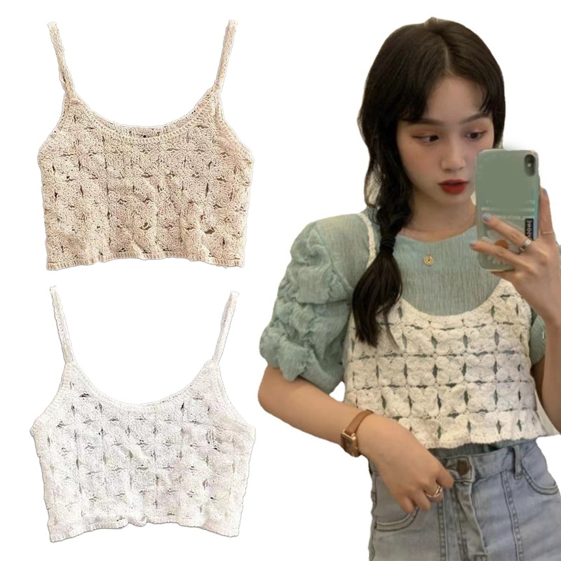 Áo len croptop 2 dây Quảng Châu cho nữ AL073