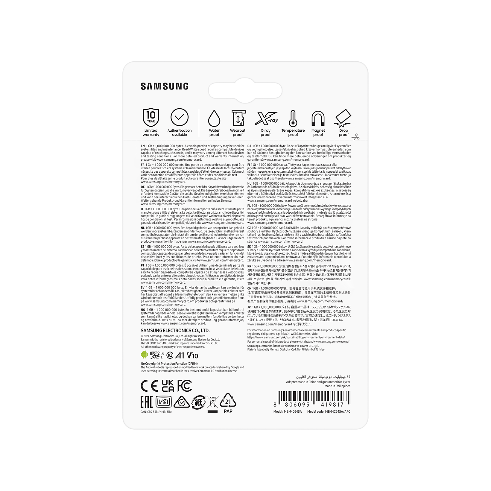 Thẻ Nhớ Micro SD Samsung UHS-I EVO Plus NEW 2024 180 MB/s Kèm Adapter - Hàng Chính Hãng