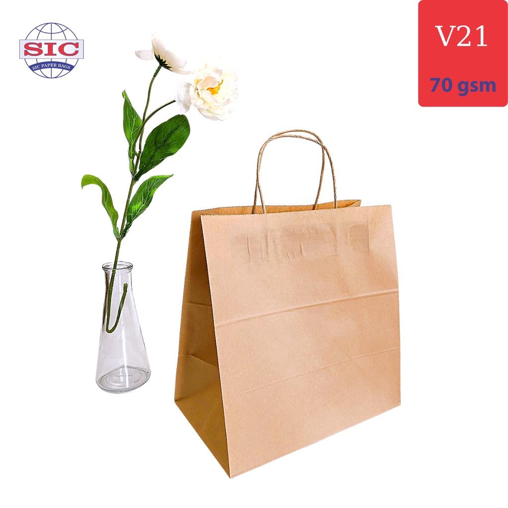 100 CHIẾC TÚI GIẤY KRAFT V21: 28x17x29cm CÓ QUAI