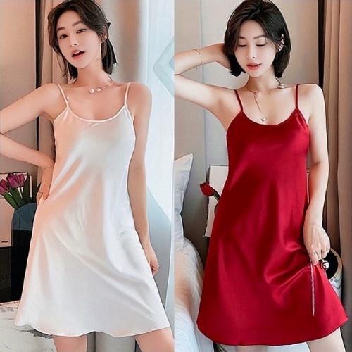 Váy ngủ 2 dây sexy chất liệu lụa Satin mềm mịn cao cấp nhiều màu lựa chọn