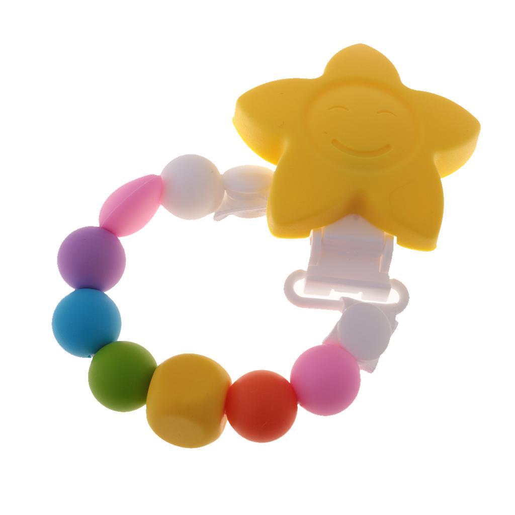 2 In 1 UUnisex Baby Pacifier Clip Food Grade Silicone Teether Beads BPA Free Chain for Drooling and Teething Baby