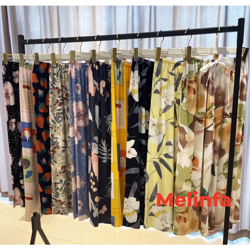 Quần dài suông ống rộng mặc nhà mùa hè chất vải cotton lụa thoáng mát thoải mái mã Q0271